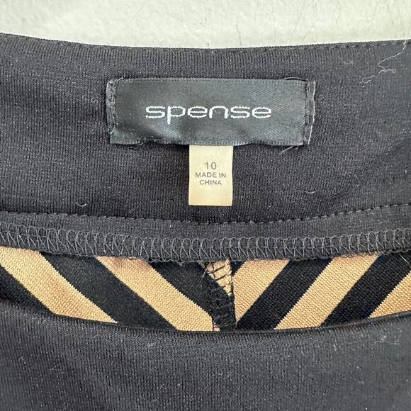 Spense Black Brown Chevron Boat Neck Sheath Work Career Dress 10 M Medium - Picture 6 of 8